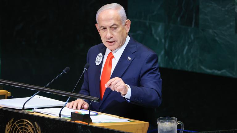 Israels Premierminister Benjamin Netanjahu spricht vor der 80. Sitzung der UN-Generalversammlung am 26. September 2025.