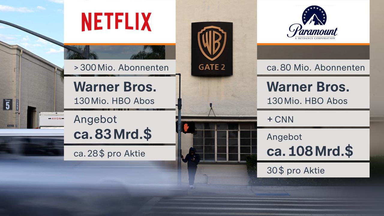 Grafik: Gegenüberstellung Netflix und Warner Bros. 