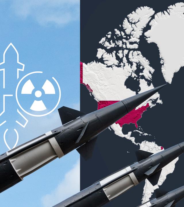 Weltkarte mit Atommächten und Atomwaffen