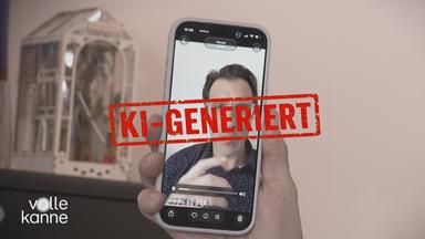 Das Bild zeigt ein Handy mit dem Schriftzug "KI generiert".
