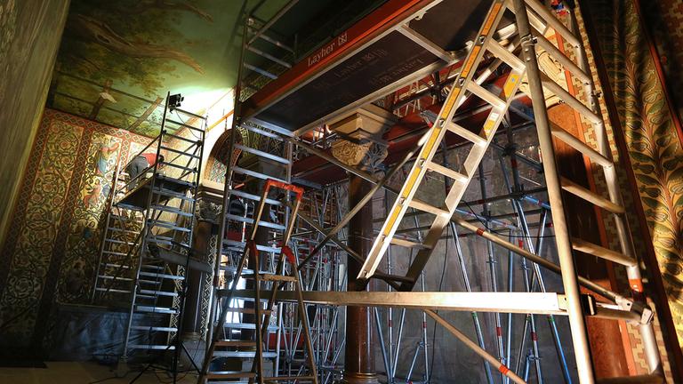 Schloss Neuschwanstein wird derzeit restauriert, aufgenommen am 16.01.2019 in Schwangau, Bbayern.