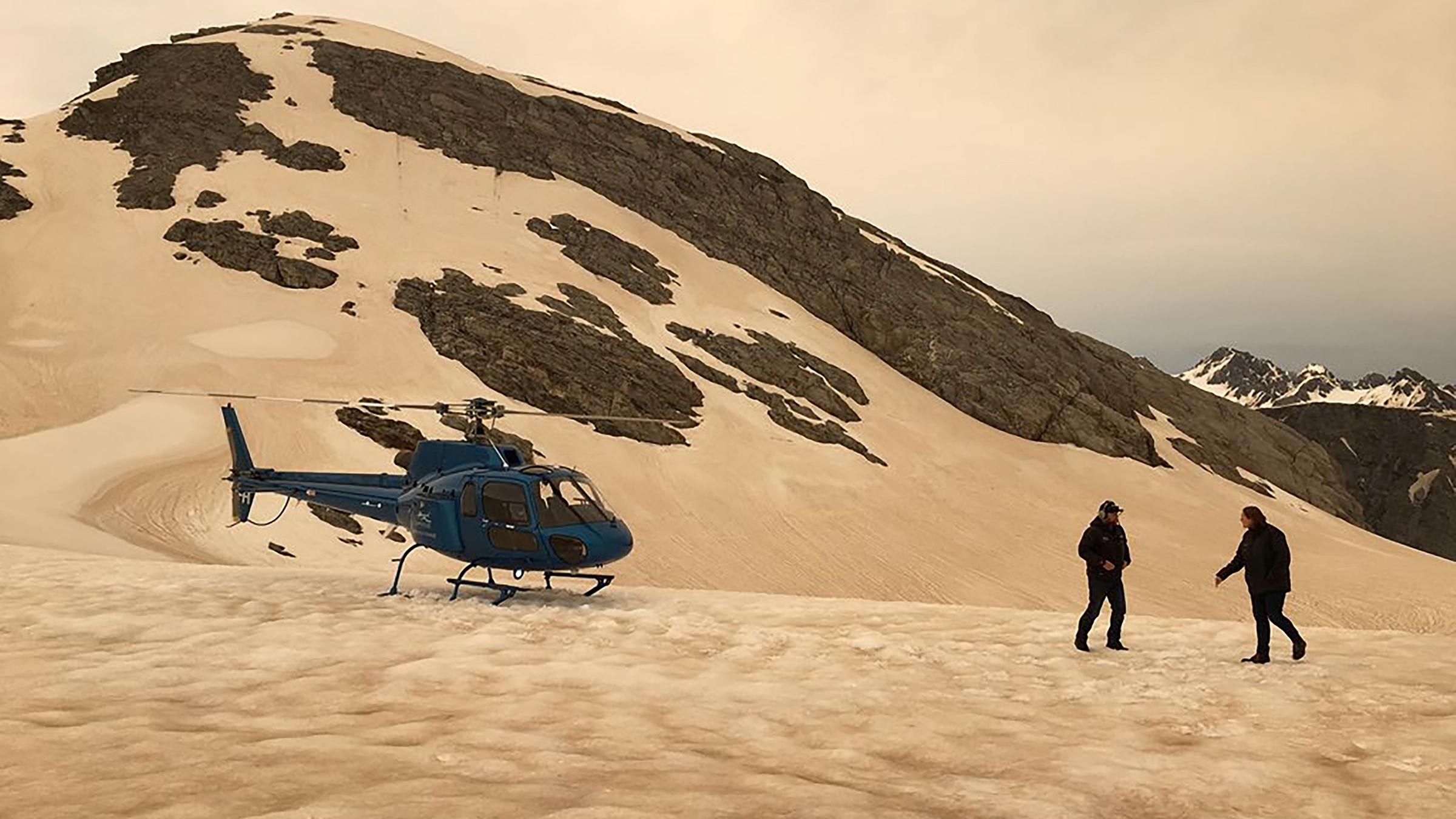 "Karamelisierter" Schnee auf dem Franz Josef Gletscher in Neuseeland.