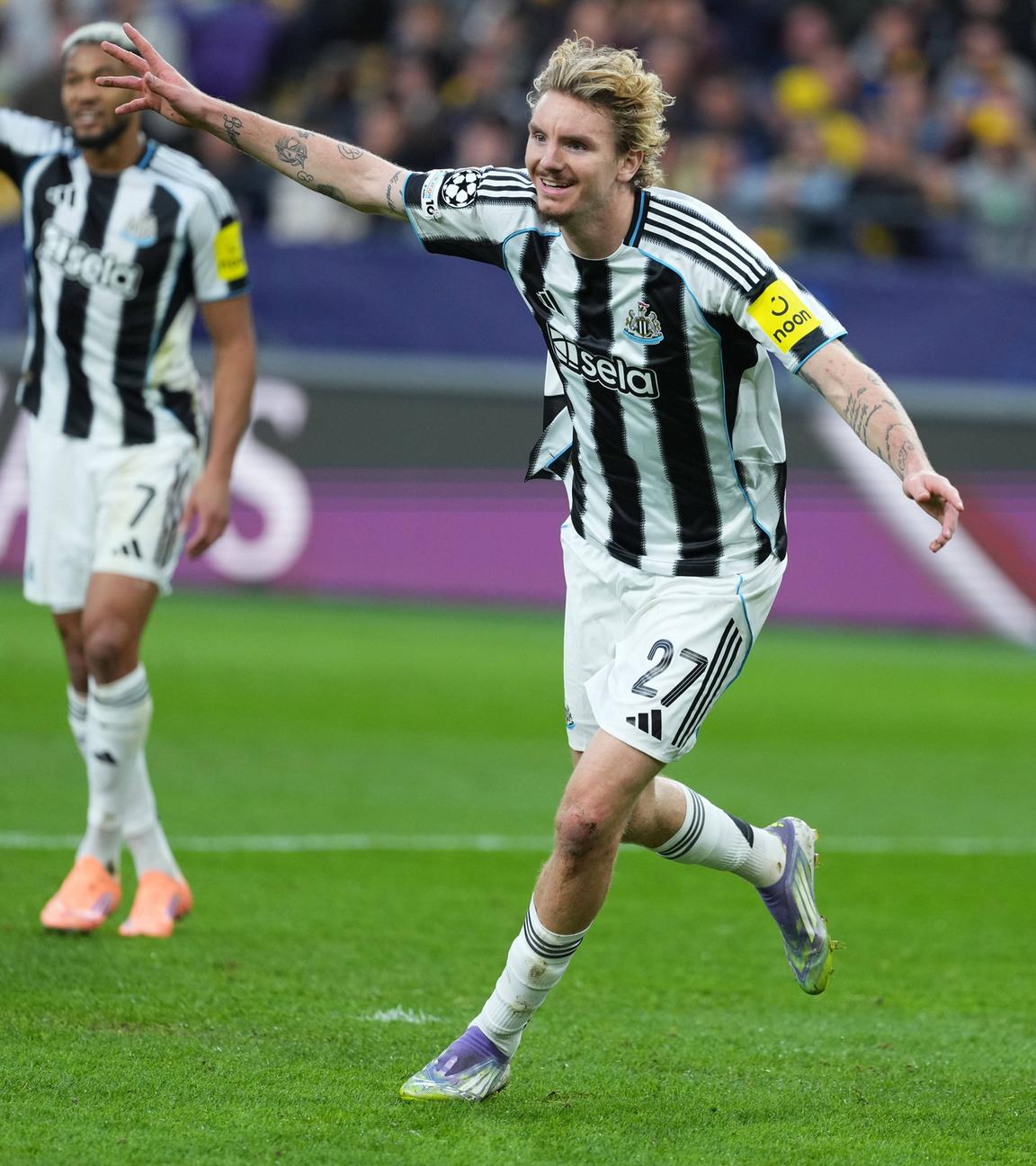 Nick Woltemade (23) bejubelt sein Tro für Newcastle in der Champions League.