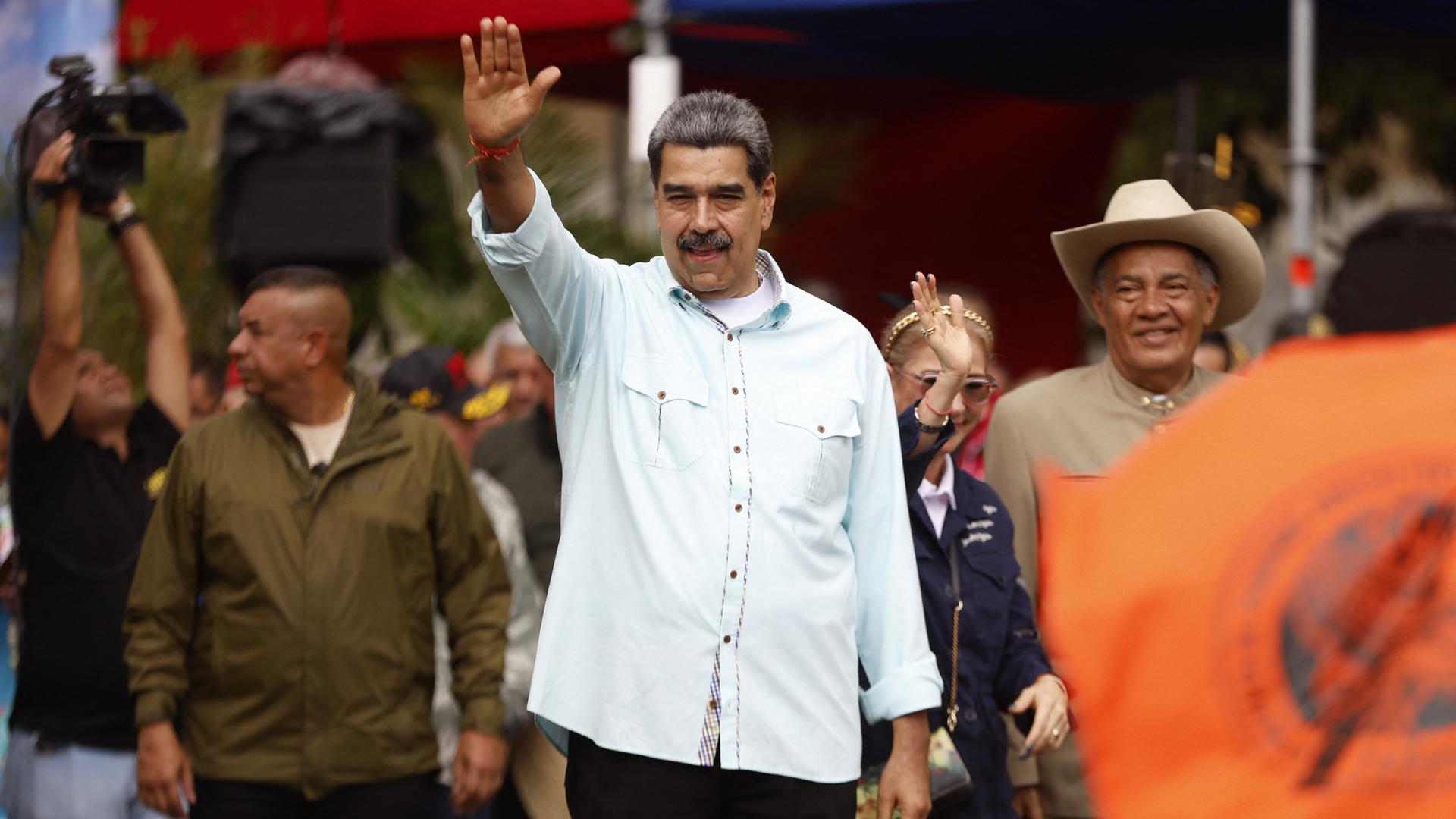 Nicolás Maduro während einer Kundgebung zum Jahrestag der Schlacht von Santa Ines in Caracas.
