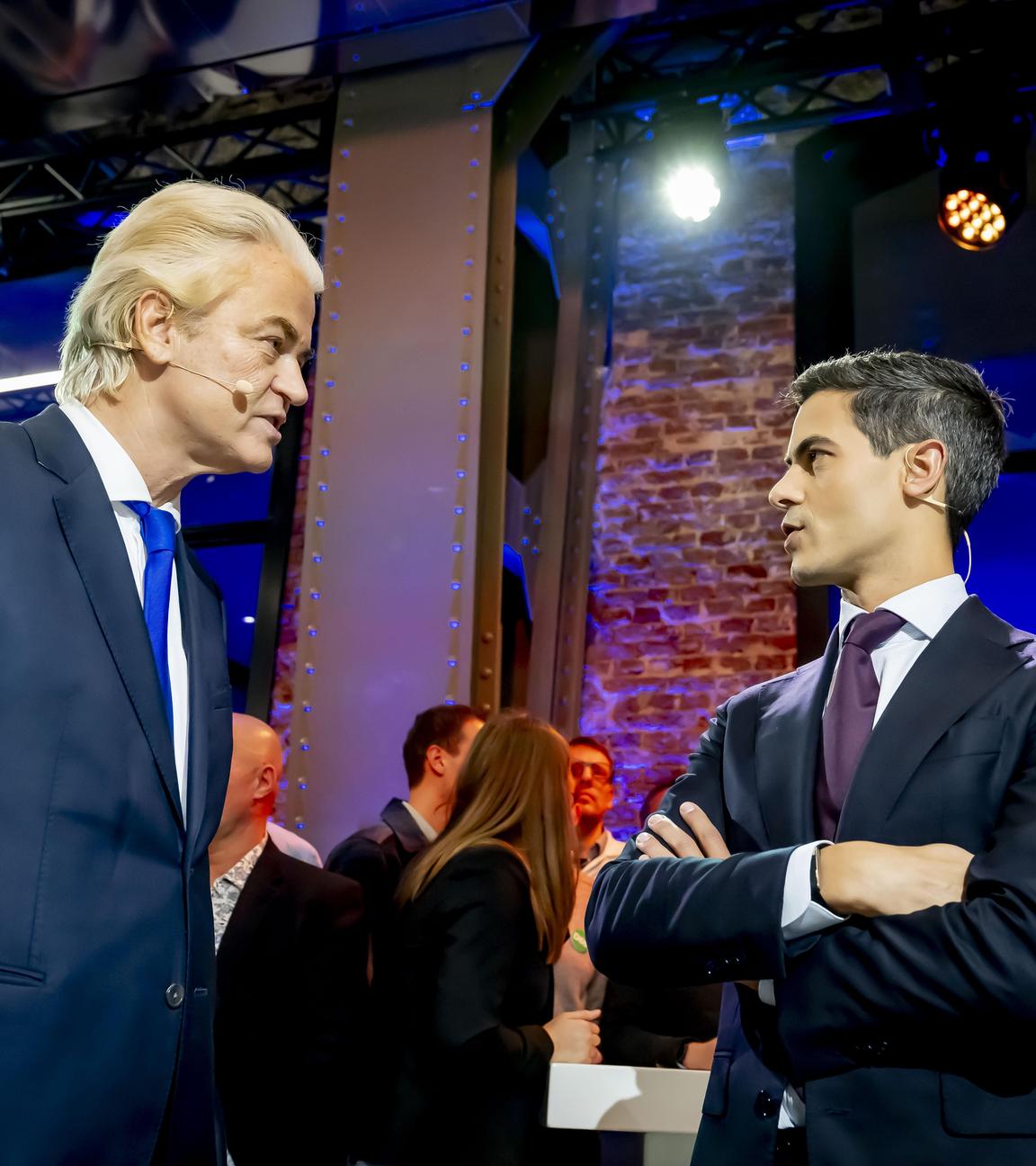 Die Parteivorsitzenden Geert Wilders (l, PVV) und Rob Jetten (D66)