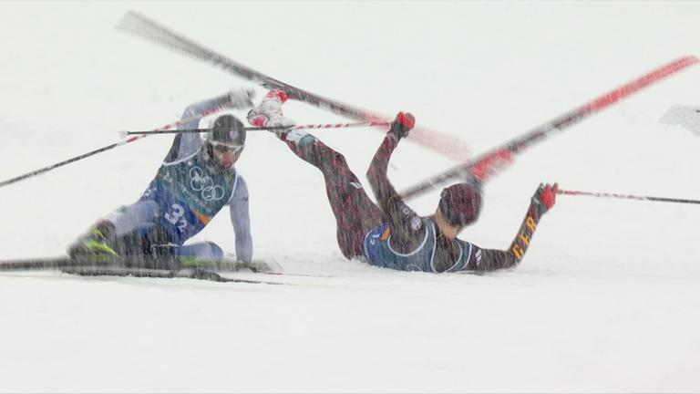 Sturz bei der Nordischen Kombination