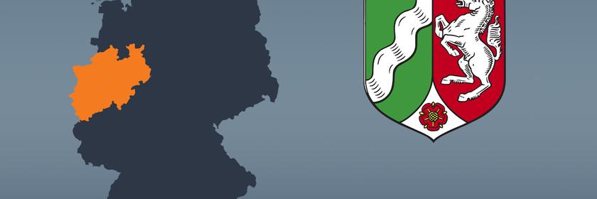 Wahlkreise und Flagge von Nordrhein-Westfalen