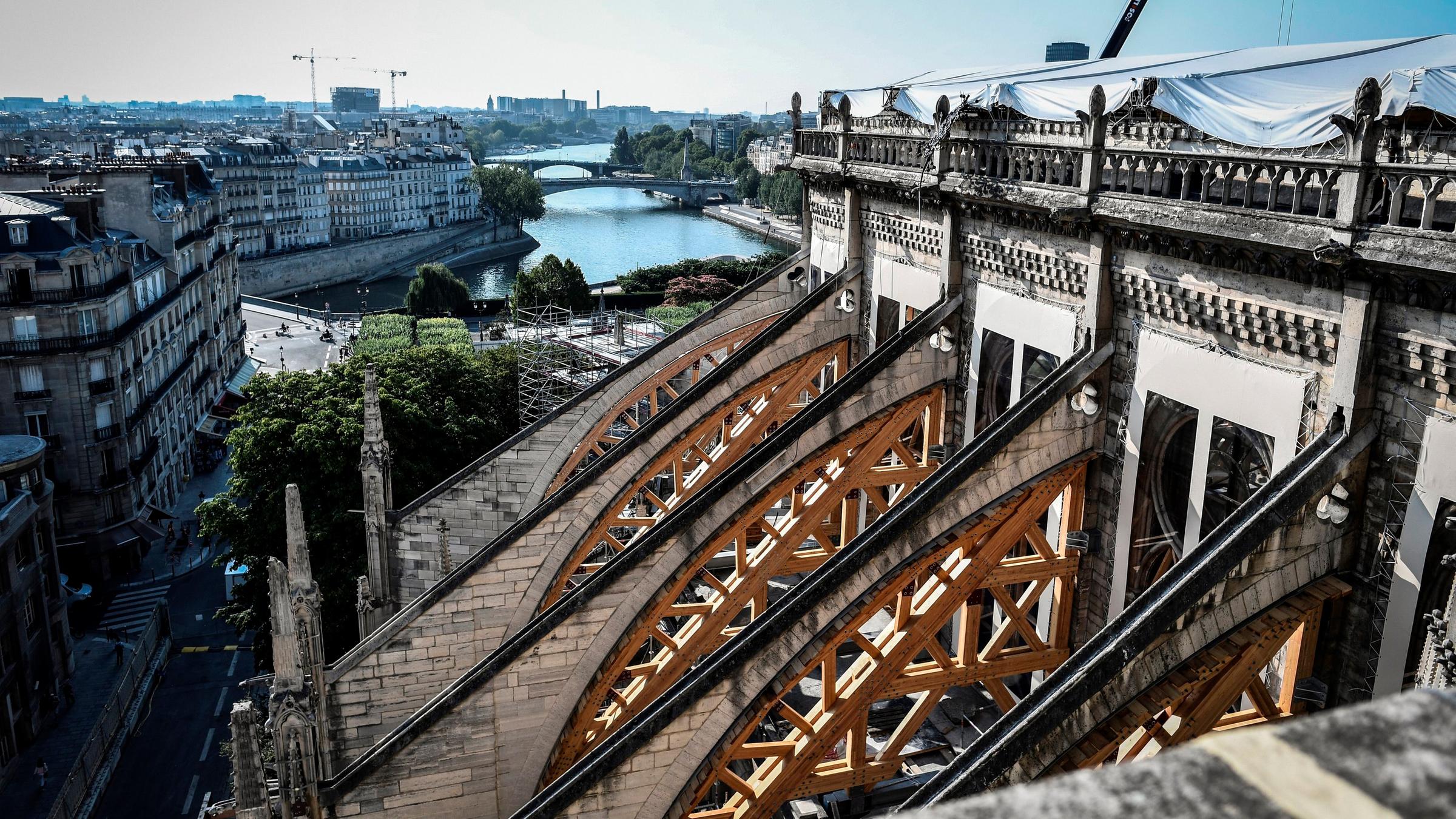 Sanierungsarbeit an der Notre-Dame in Paris (Frankreich), aufgenommen am 17.07.2019
