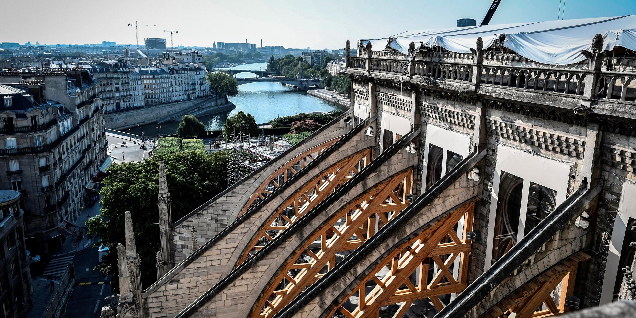 Sanierungsarbeit an der Notre-Dame in Paris (Frankreich), aufgenommen am 17.07.2019