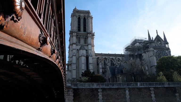 Zerstörungen nach dem Brand in Notre-Dame, Paris, aufgenommen am 18.04.2019