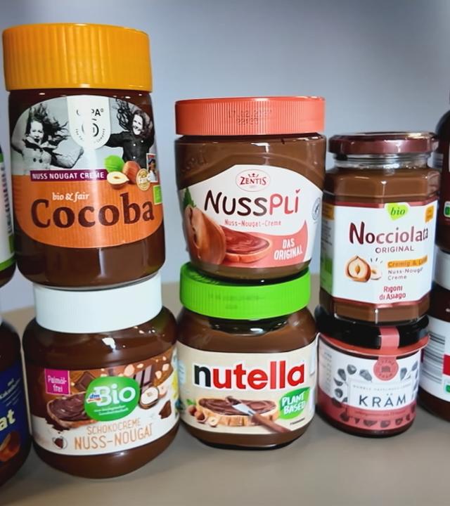 Das Bild zeigt verschiedene Nuss-Nougat-Cremes.