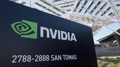 Ein Schild mit dem Nvidia-Logo