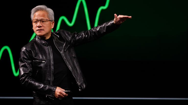 NVIDIA-CEO Jensen Huang hält seine Keynote-Rede im Rahmen der KI-Messe COMPUTEX 2026 in Taipeh, Taiwan, am 1. Juni 2026. 