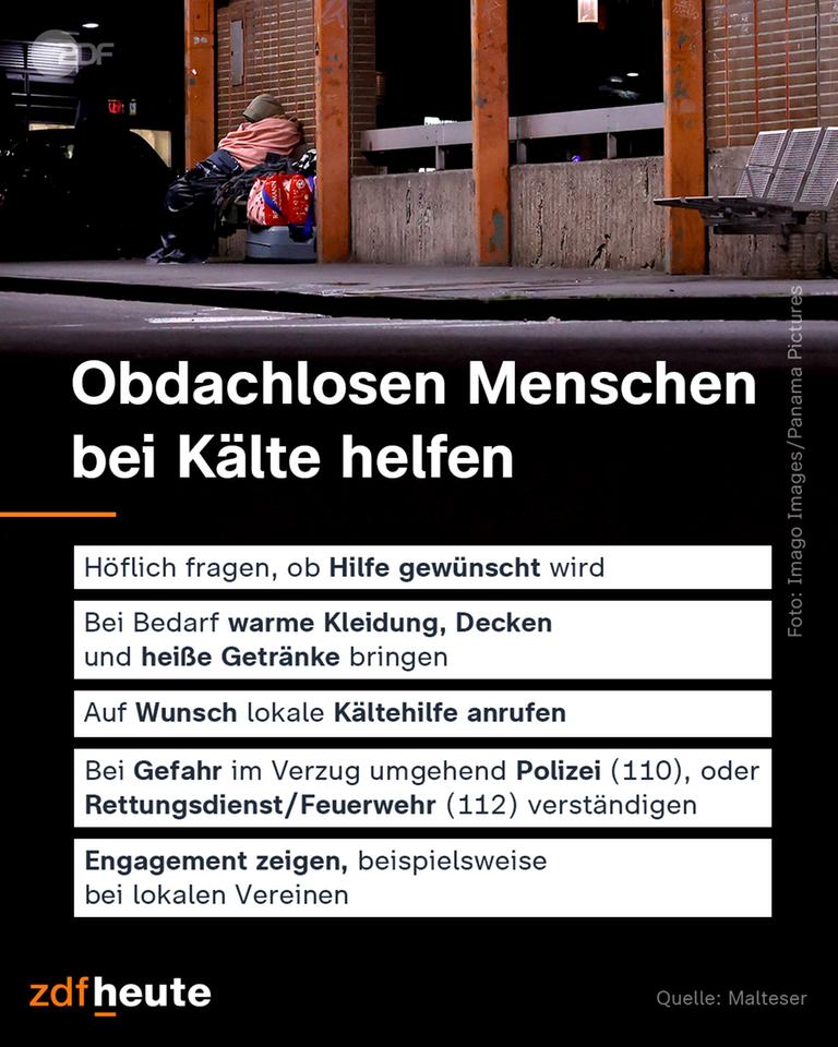 Ein Schaubild dazu, wie man Obbachlosen auf der Straße am besten behilflich ist