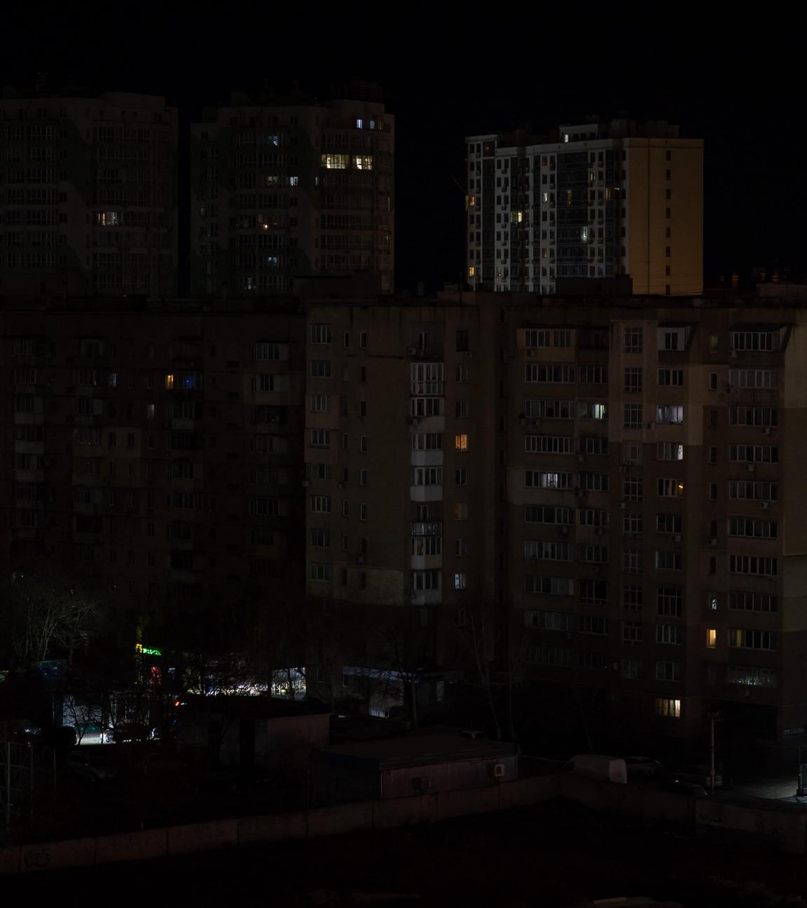 This photograph shows residential buildings in the southern city of Odesa.