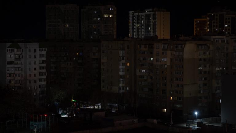 This photograph shows residential buildings in the southern city of Odesa.