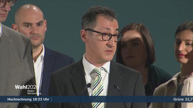 Grünen-Spitzenkandidat Cem Özdemir mit einer Reaktion zur Landtagswahl in Baden-Württemberg.