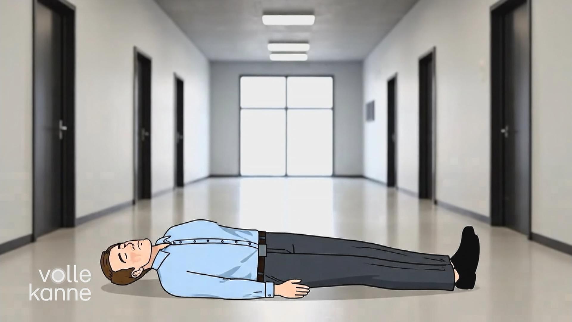 Graphisch dargestellt: Mann liegt auf einem Boden