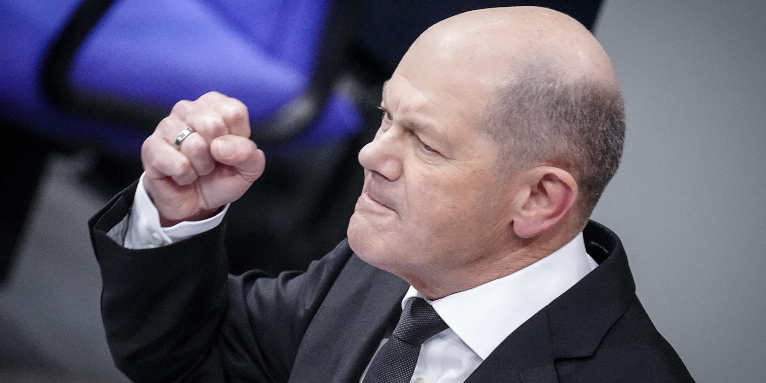 Olaf Scholz am 31.01.2024 im Bundestag in Berlin