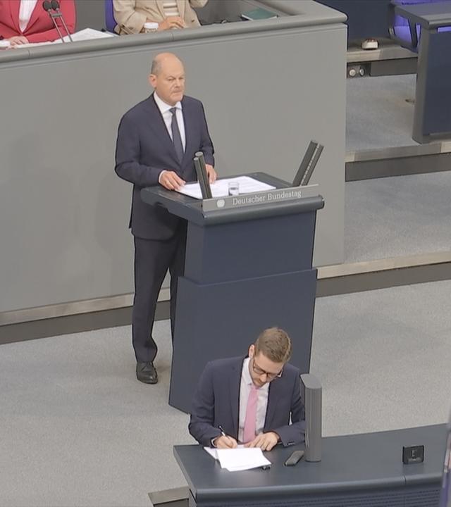 Olaf Scholz bei seiner Regierungserklärung im Bundestag.