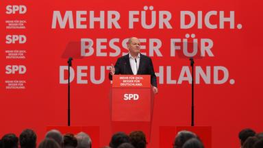 Olaf Scholz bei seiner Rede auf dem Bundesparteitag der SPD