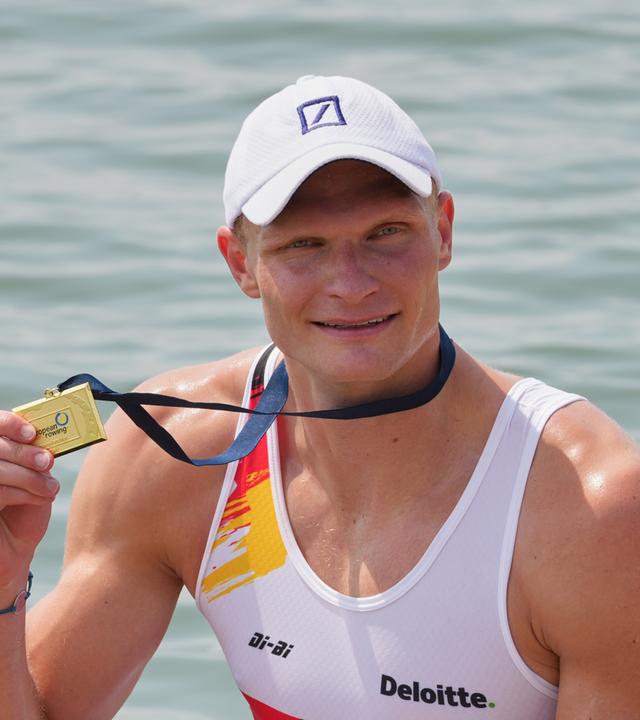 Oliver Zeidler (Deutschland) jubelt über Gold. 