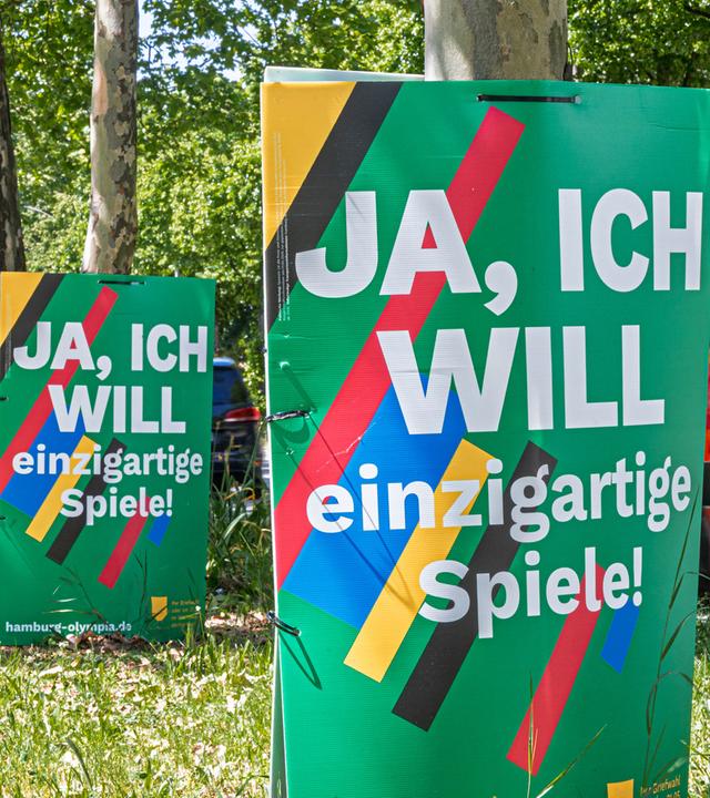 Hamburg: Werbeplakate für die Austragung der Olympischen Spiele in Hamburg.
