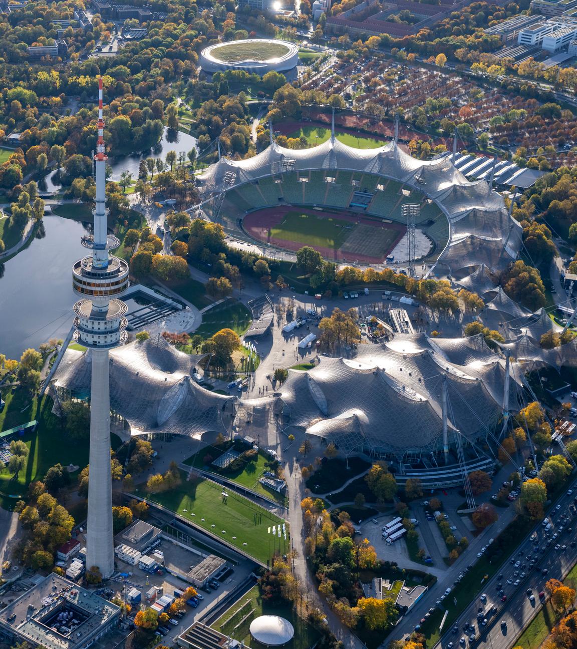 Münchner Olympiastadion aus der Luft