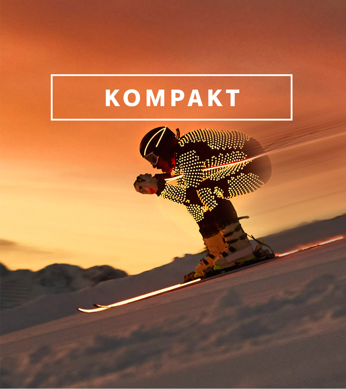 Das Wintersport "KOMPAKT"- Logo vor Bergkulisse mit einem Alpin-Skifahrer