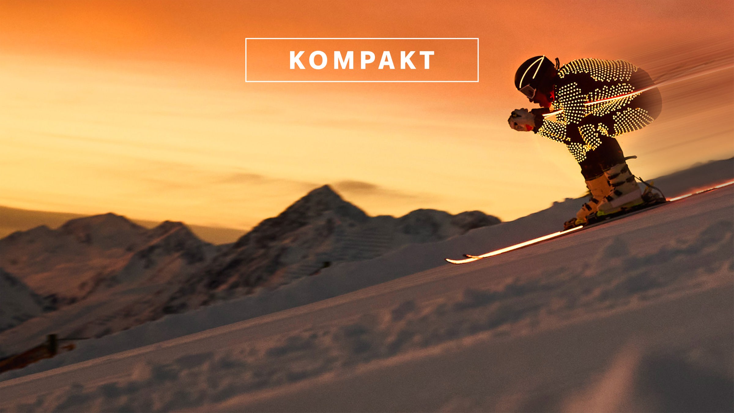 Das Wintersport "KOMPAKT"- Logo vor Bergkulisse mit einem Alpin-Skifahrer