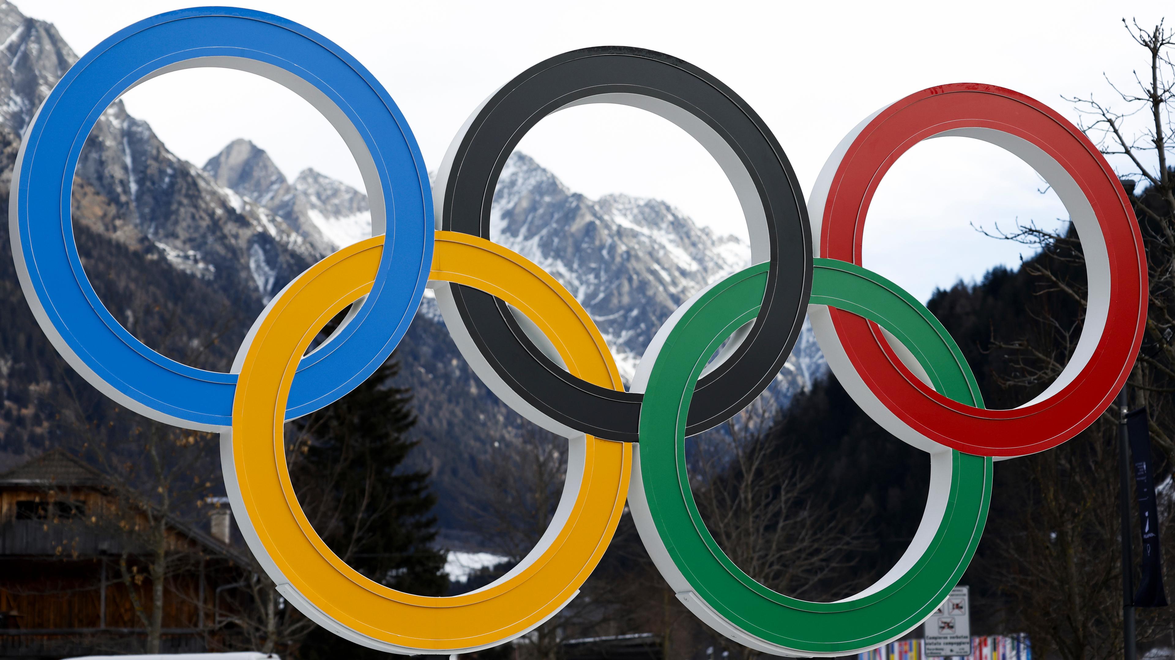Die Olympischen Ringe im italienischen Antholz