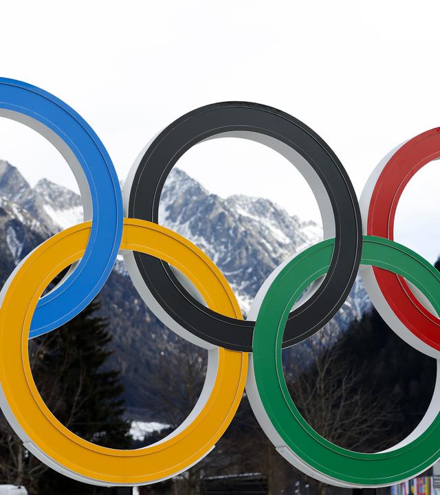 Die Olympischen Ringe im italienischen Antholz