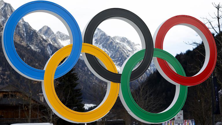 Die Olympischen Ringe im italienischen Antholz