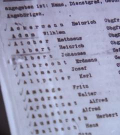 Eine Tabelle mit Namen und Daten zu NSDAP-Mitgliedern