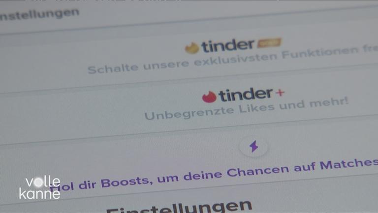 Ein Computerbildschirm mit geöffneten Tinder-Abo-Optionen