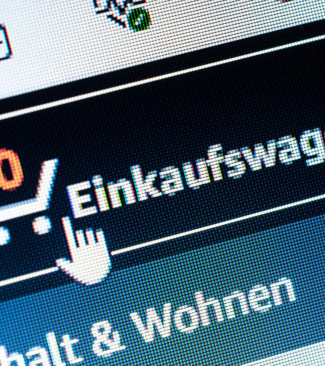 Elektronischer Warenkorb auf einer Website.