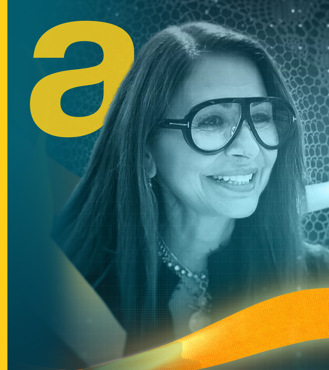 Die türkische Modedesignerin Gamze Ates, daneben die Schriftzüge: "FIGHT - Gesichter der Stärke" und "Gamze - Mode für Freiheit"