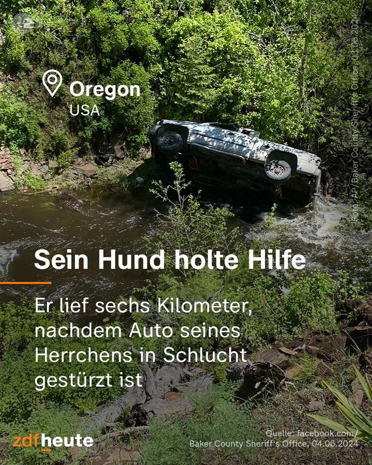 Ein Auto, dass in eine Schlucht gestürzt ist