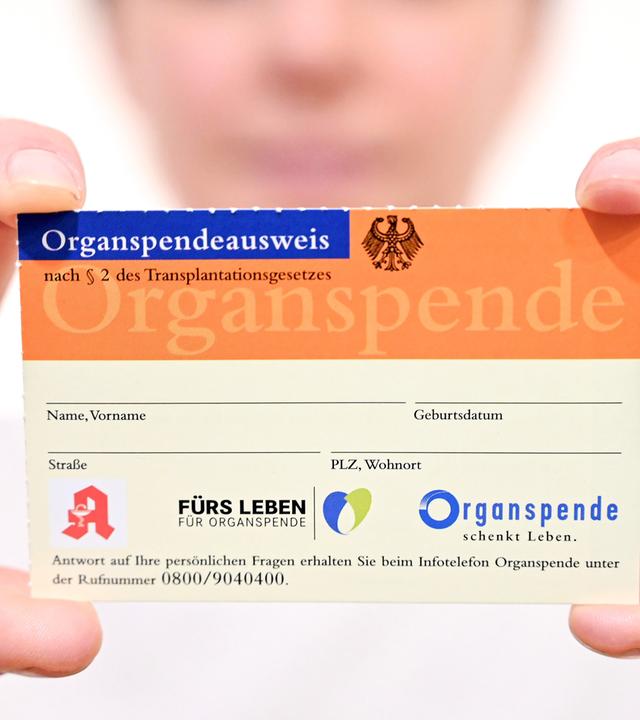 Symbolbild: person haelt organspendeausweis