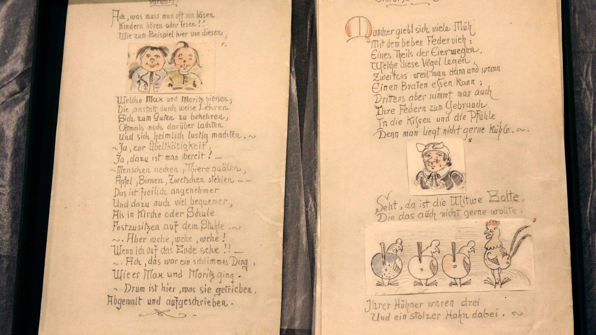 Archiv: Originalhandschrift "Max und Moritz"