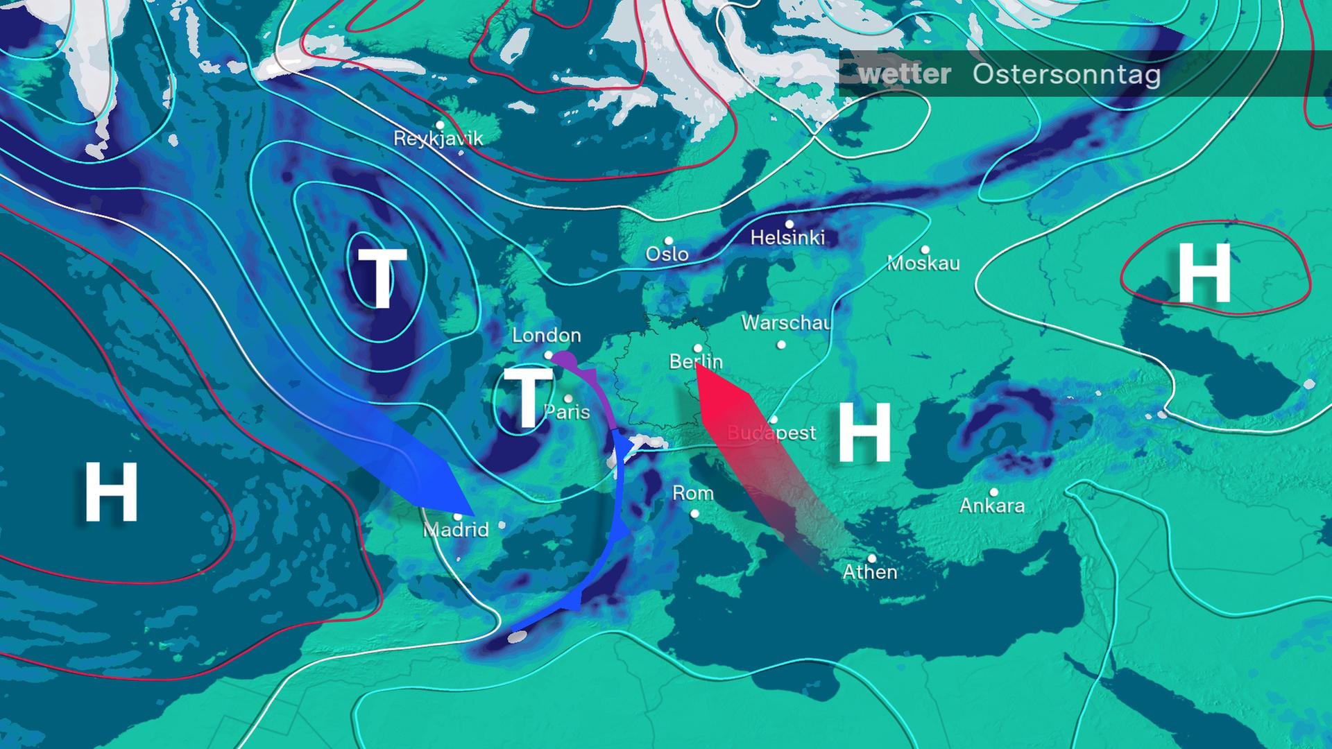 Wetterkarte Wetter Ostersonntag