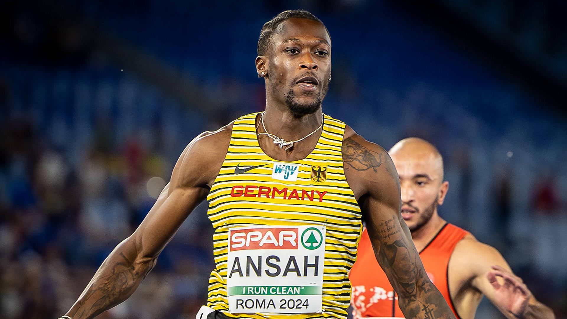 Owen Ansah im 100m Halbfinale Leichtathletik-Europameisterschaften.