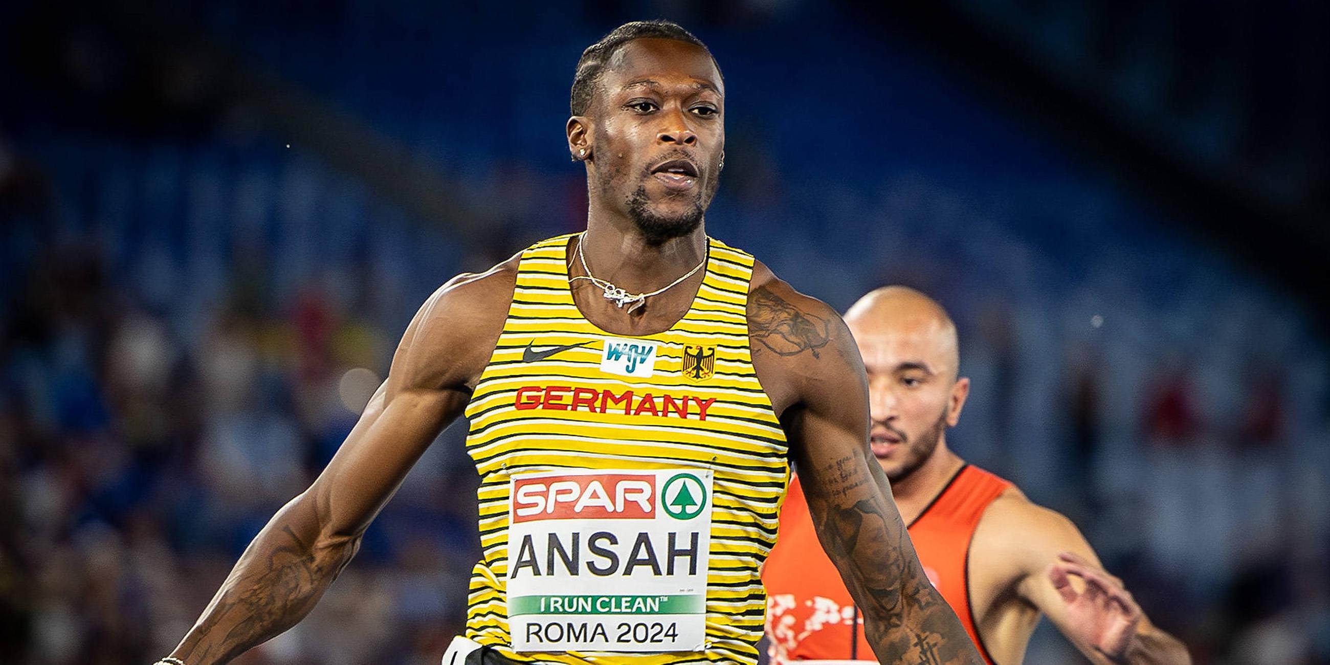 Owen Ansah im 100m Halbfinale Leichtathletik-Europameisterschaften.