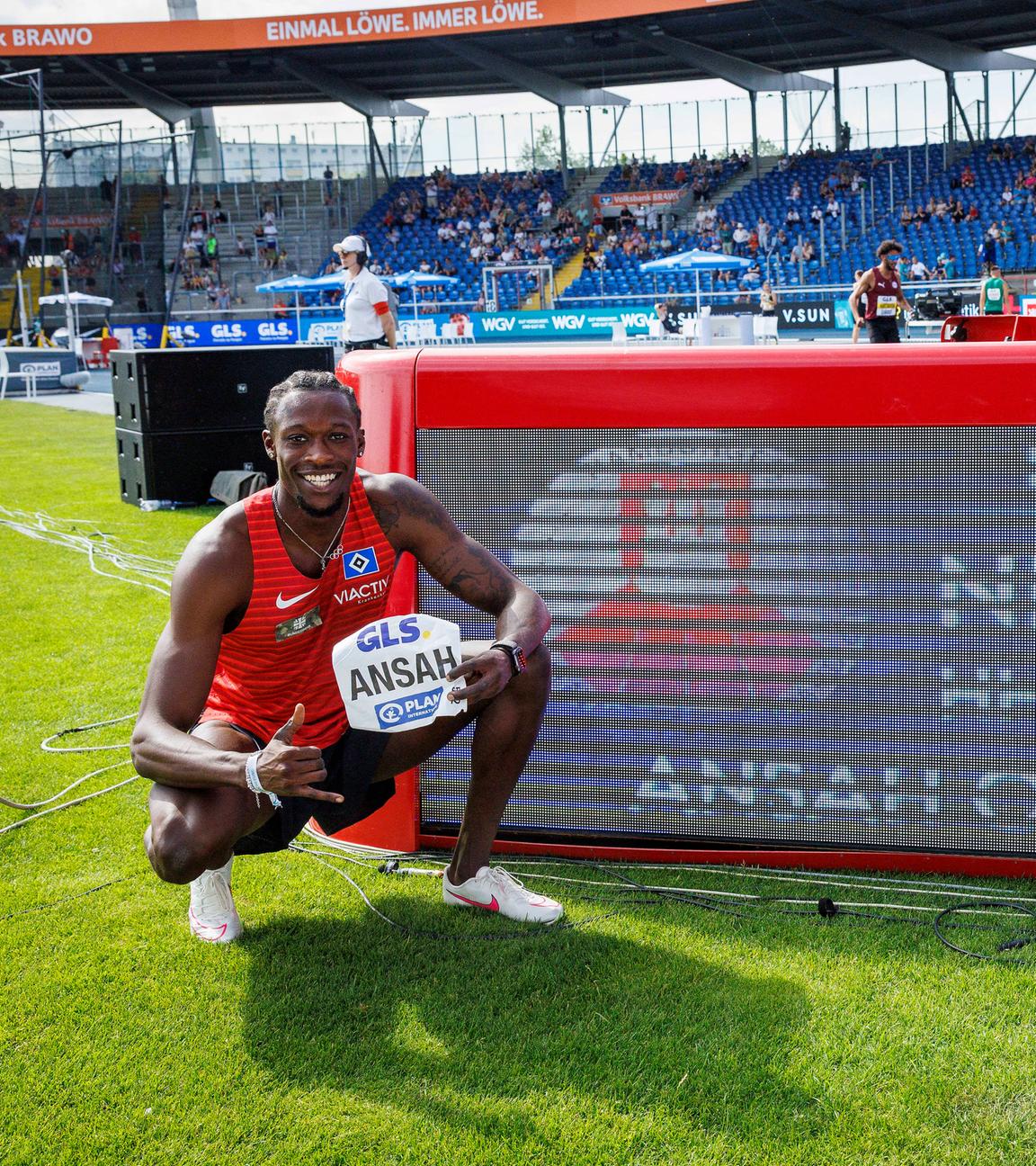 Owen Ansah läuft neuen Deutschen Rekord über 100m in 9,99s am 29.06.2024.