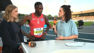 Sprinter Owen Ansah im ZDF-Interview nach seinem Titelgewinn bei den Deutschen Meisterschaften in Wattenscheid