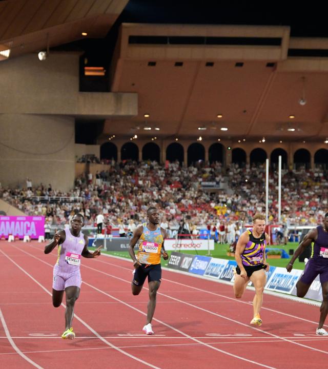 Owen Ansah (Deutschland) im Finale über 100 Meter in Monaco.