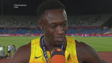 Deutschlands Sprinter Owen Ansah im ZDF-Interview bei der Leichtathletik-EM in Birmingham