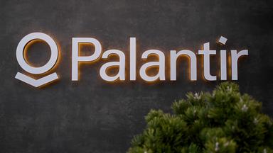Logo des US-Datenanalyseunternehmens Palantir Technologies beim Weltwirtschaftsforum in Davis, Schweiz.