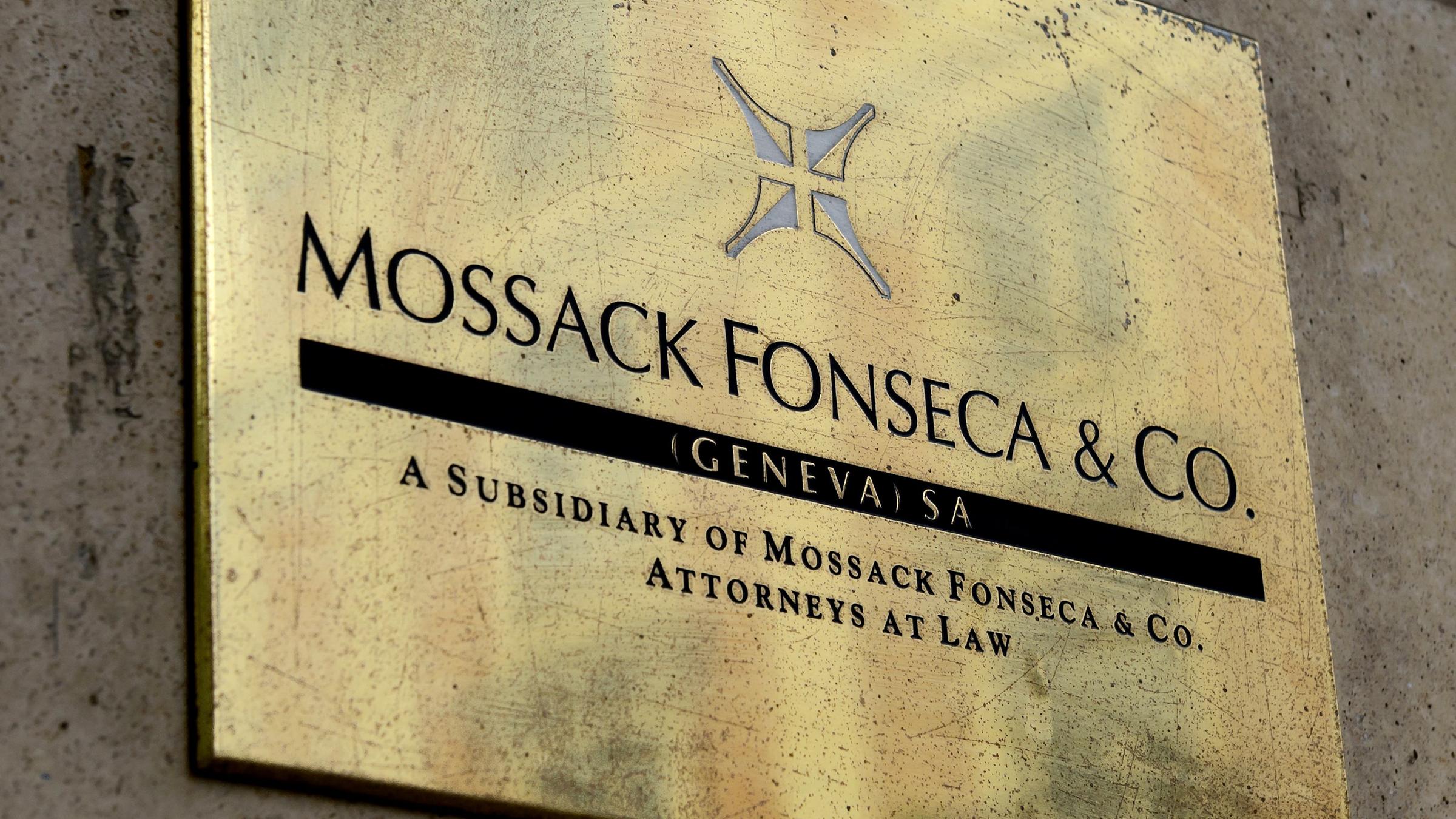 A plate of the Geneva office of the law firm Mossack Fonseca is seen on June 16, 2016 in Geneva.