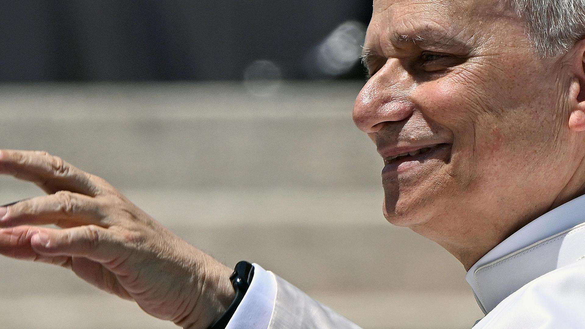 Papst Leo XIV während seiner Wöchentlichen Messe auf dem Petersplatz am 04.06.2025.